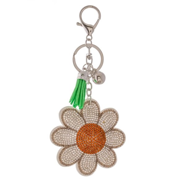 Accessories - White Crystal Flower Keychain / Purse Charm